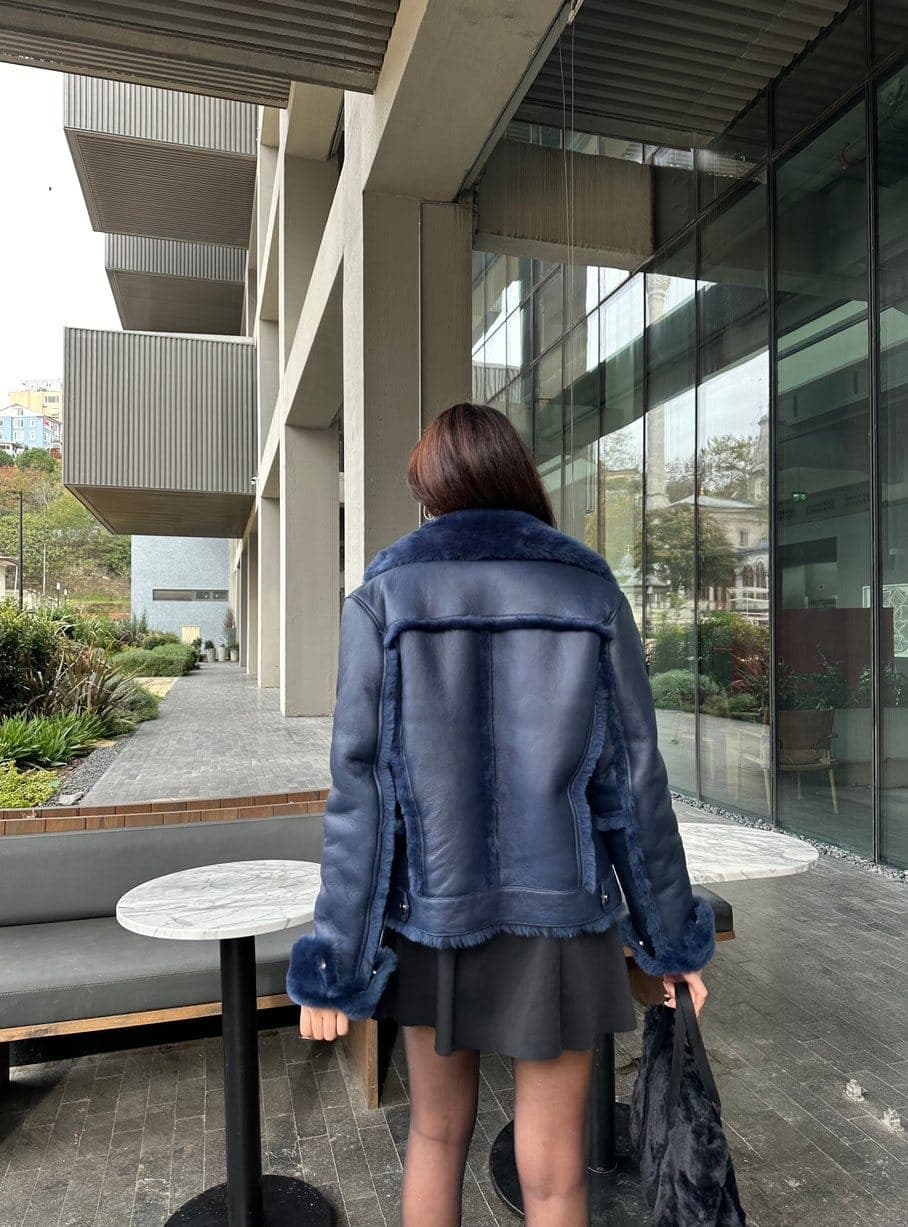Balat shearling trucker jacket, back view