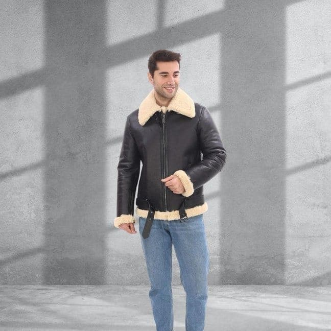 Beşiktaş shearling pilot jacket, full-length look