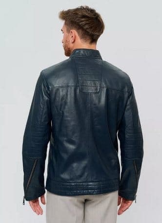 Bostancı leather moto jacket, back view
