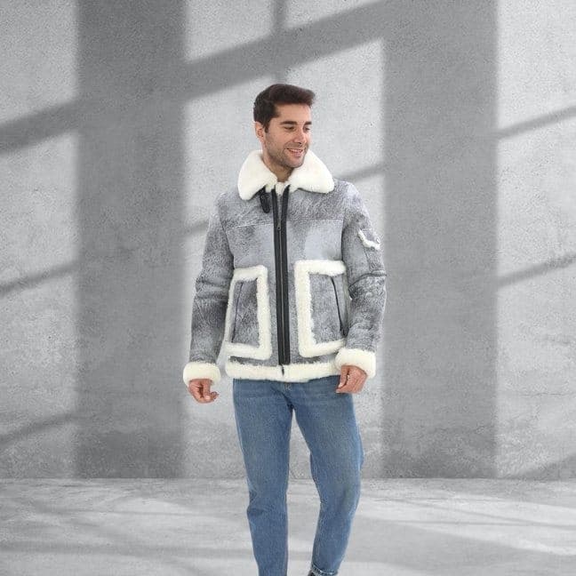 Büyükada shearling jacket, full-length look