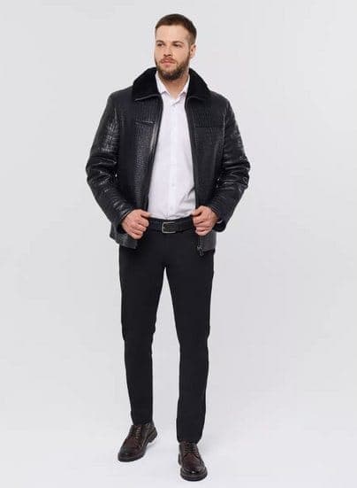 Kalamış croc-embossed leather jacket, full-length look