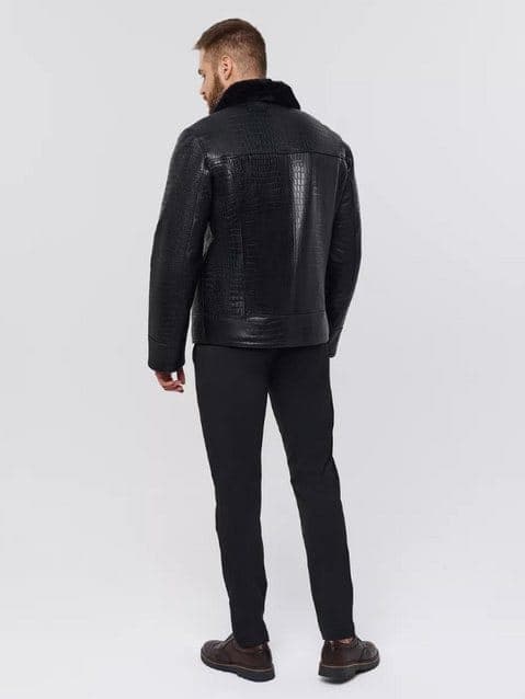 Kalamış croc-embossed leather jacket, back view