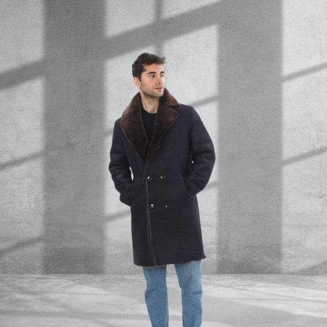 Kandilli reversible shearling coat, full-length look