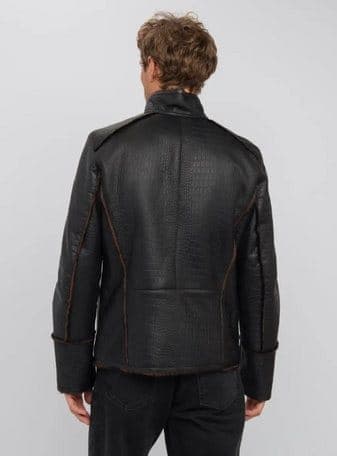 Karaköy croc-embossed shearling jacket, back view