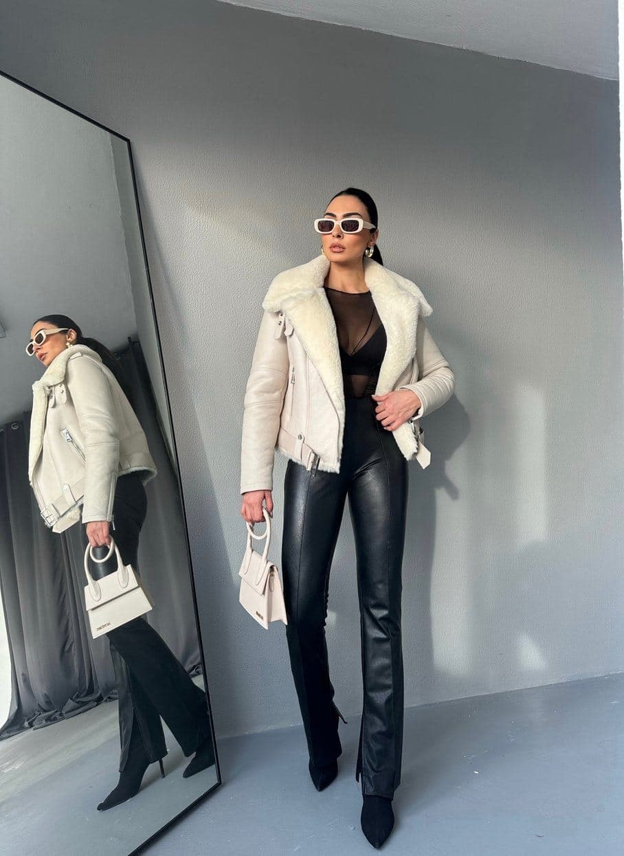 Kuruçeşme shearling biker, full-length look