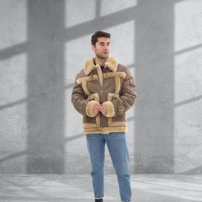 Polonezköy crackle shearling jacket, full-length look
