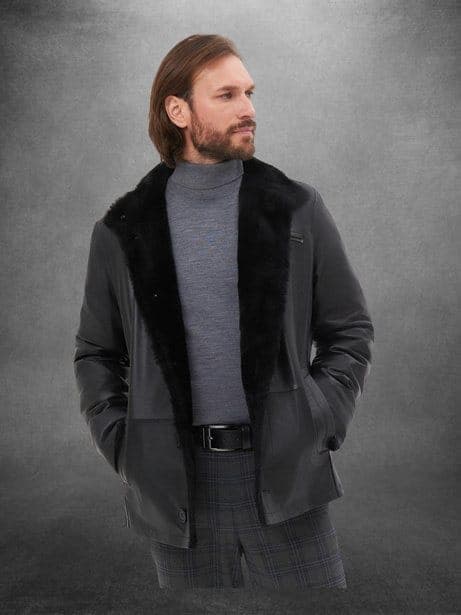 Şişli nappa shearling jacket, worn open