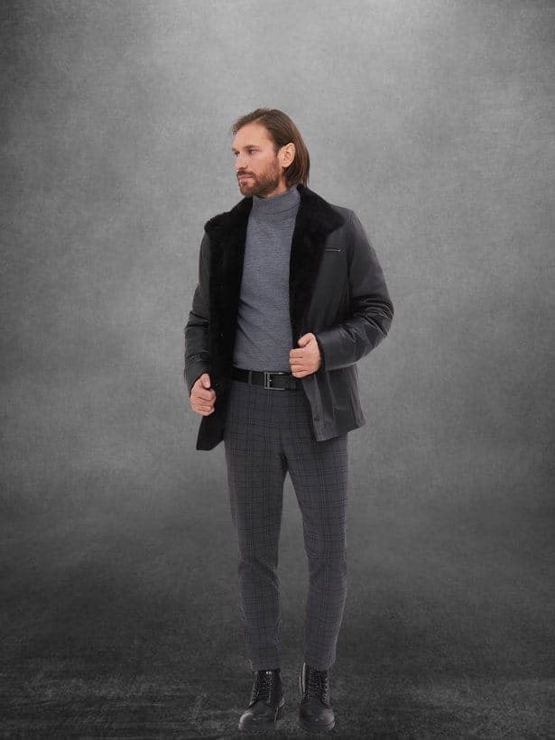 Şişli nappa shearling jacket, full-length look