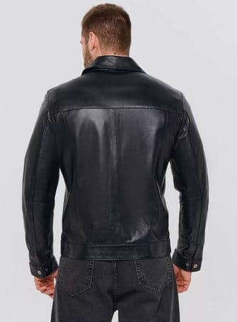Tophane leather shirt jacket, back view