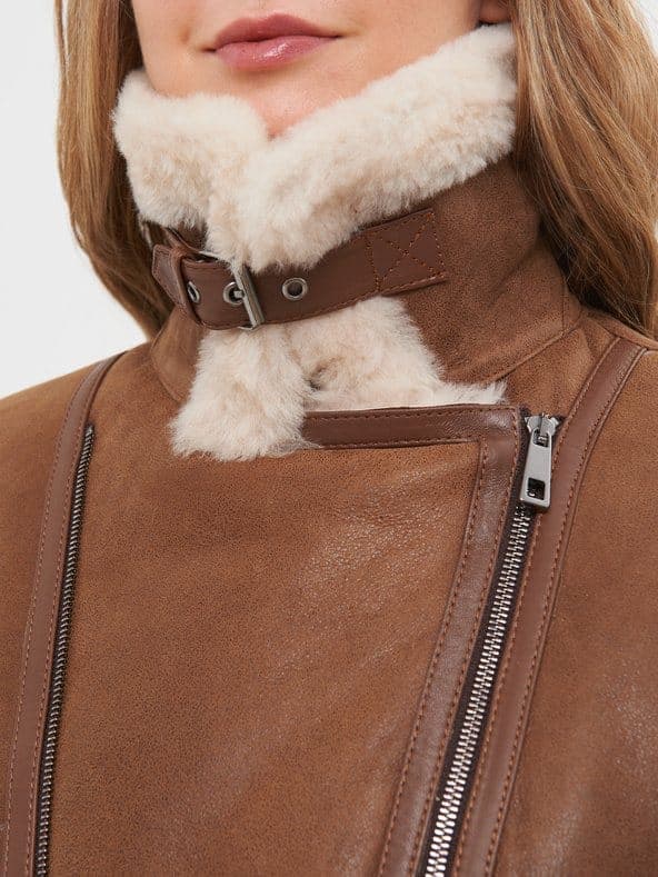Yeniköy shearling biker, detail