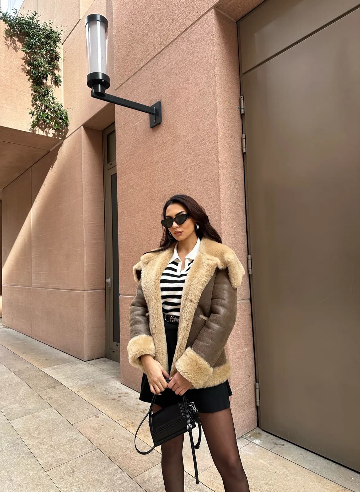 Galway Crackle shearling jacket, detay