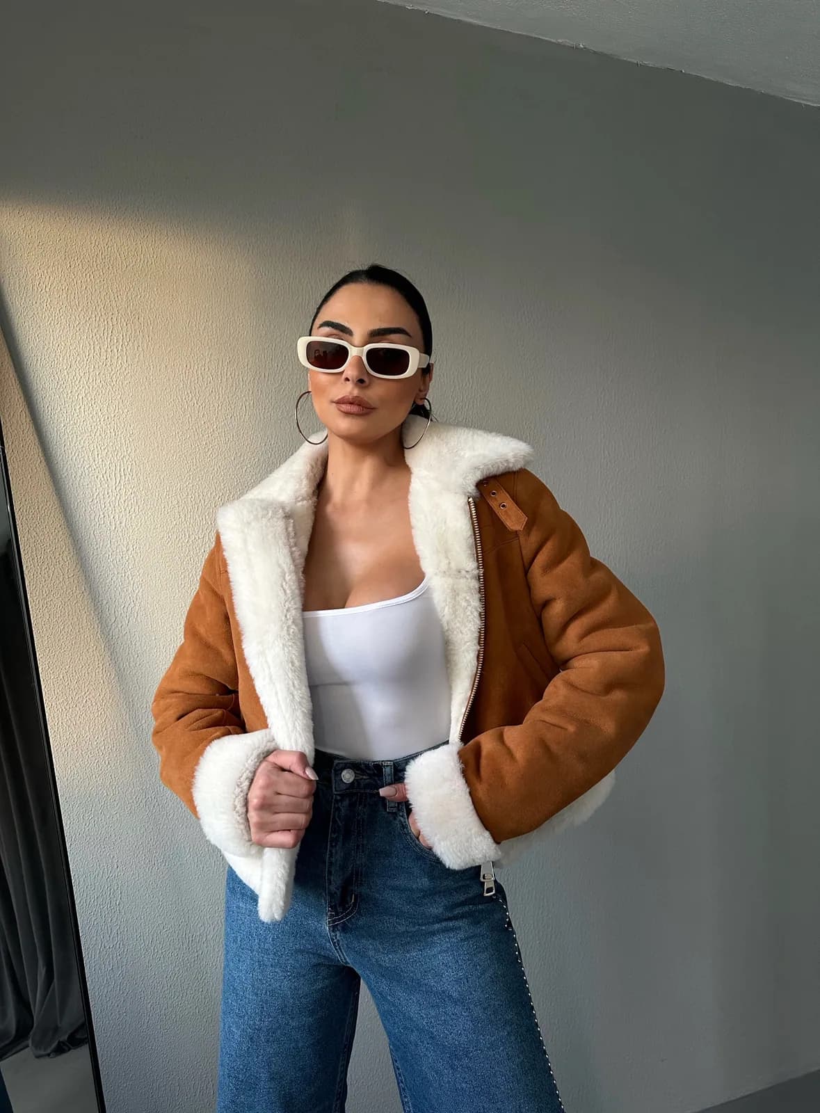 Chelsea Shearling Bomber Jacket, detay