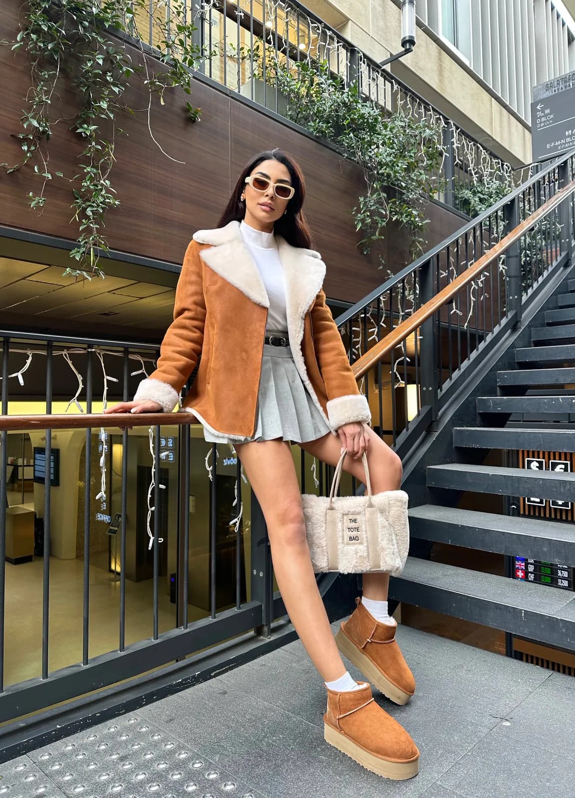 Seville Long-line shearling jacket, detay