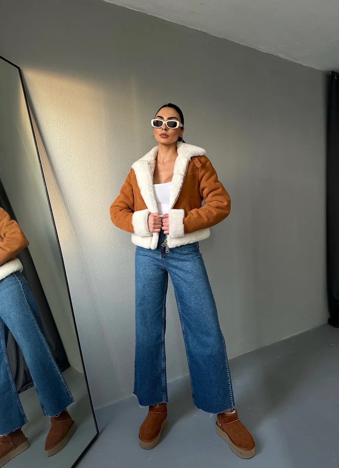Chelsea Shearling Bomber Jacket, detay