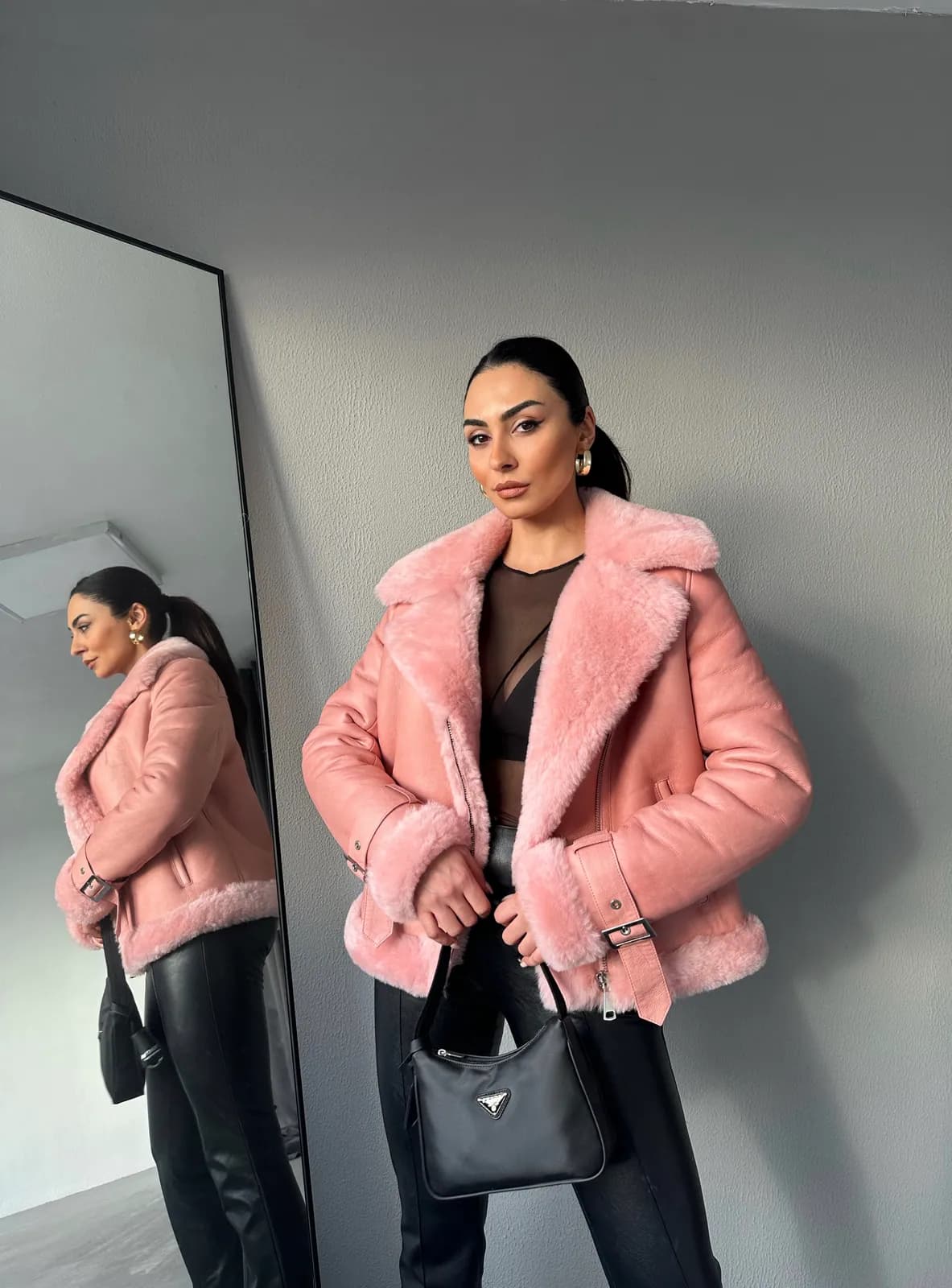 Kinsale Shearling Aviator Jacket, detay