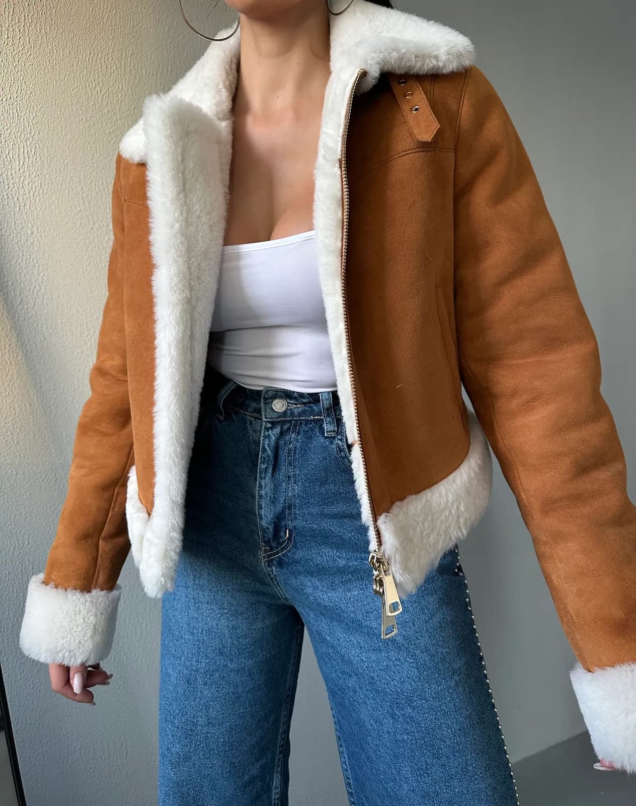 Chelsea Shearling Bomber Jacket, detay