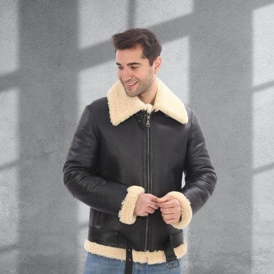 Beşiktaş shearling pilot jacket, front view