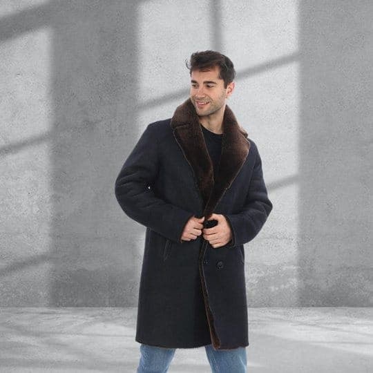 Kandilli reversible shearling coat, front view