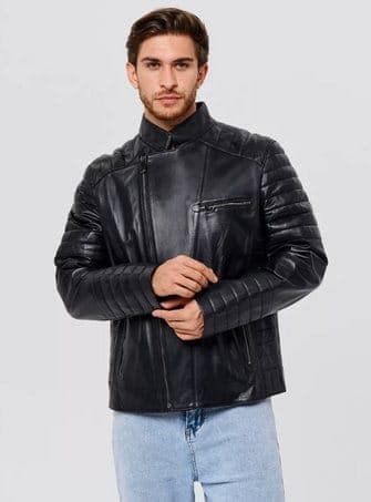 Kurtuluş quilted moto jacket, front view