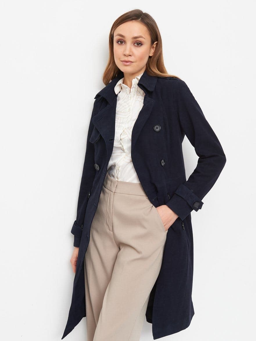 Ortaköy suede overcoat, front view