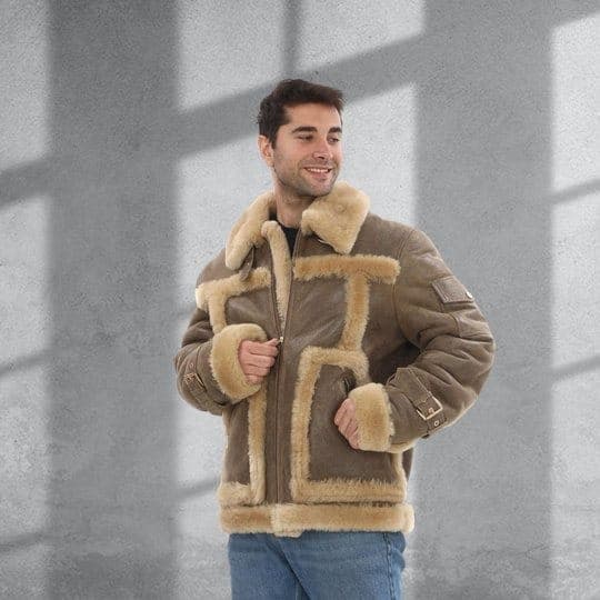 Polonezköy crackle shearling jacket, front view