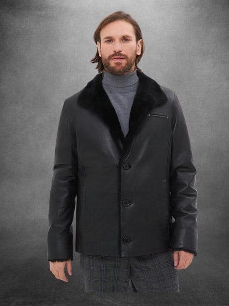 Şişli nappa shearling jacket, front view
