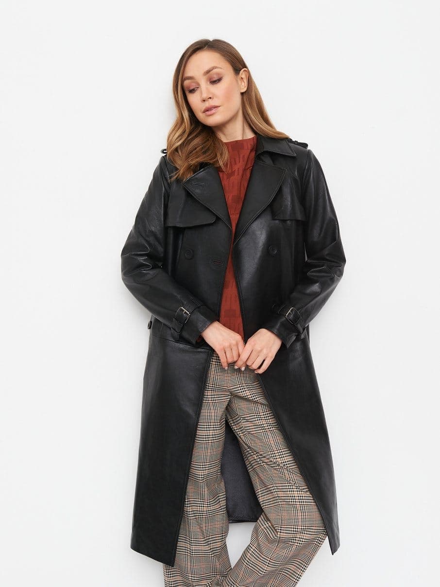 Ulus leather trench, front view