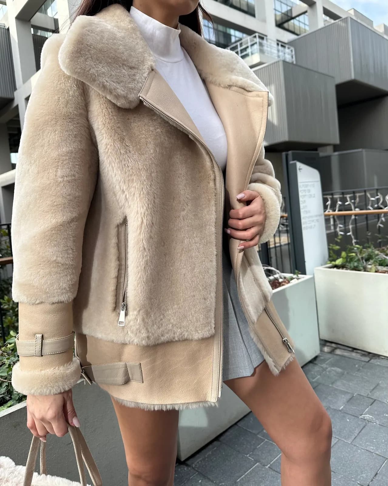 Marbella Wool-out Shearling Jacket, detay