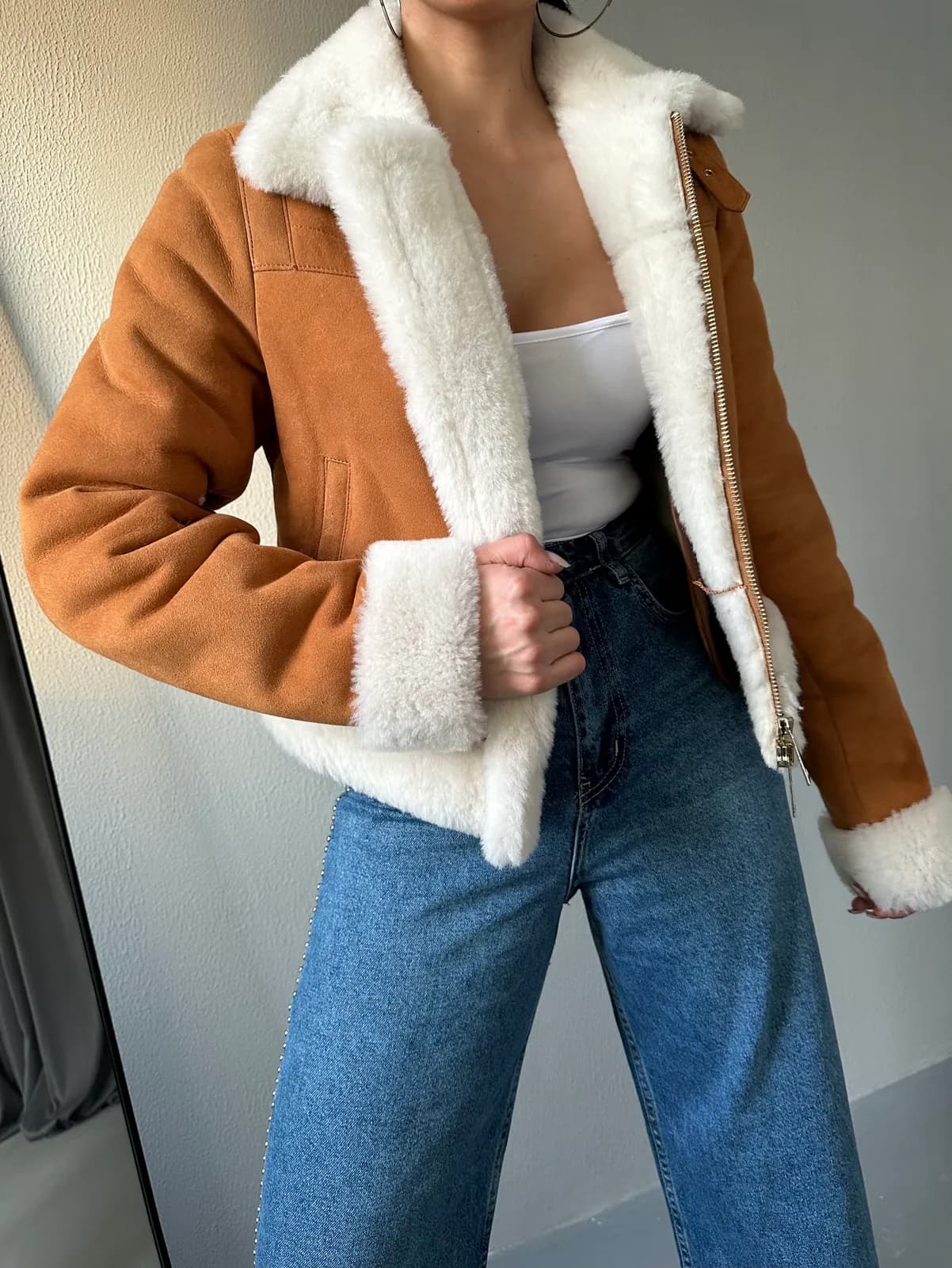 Chelsea Shearling Bomber Jacket, detay