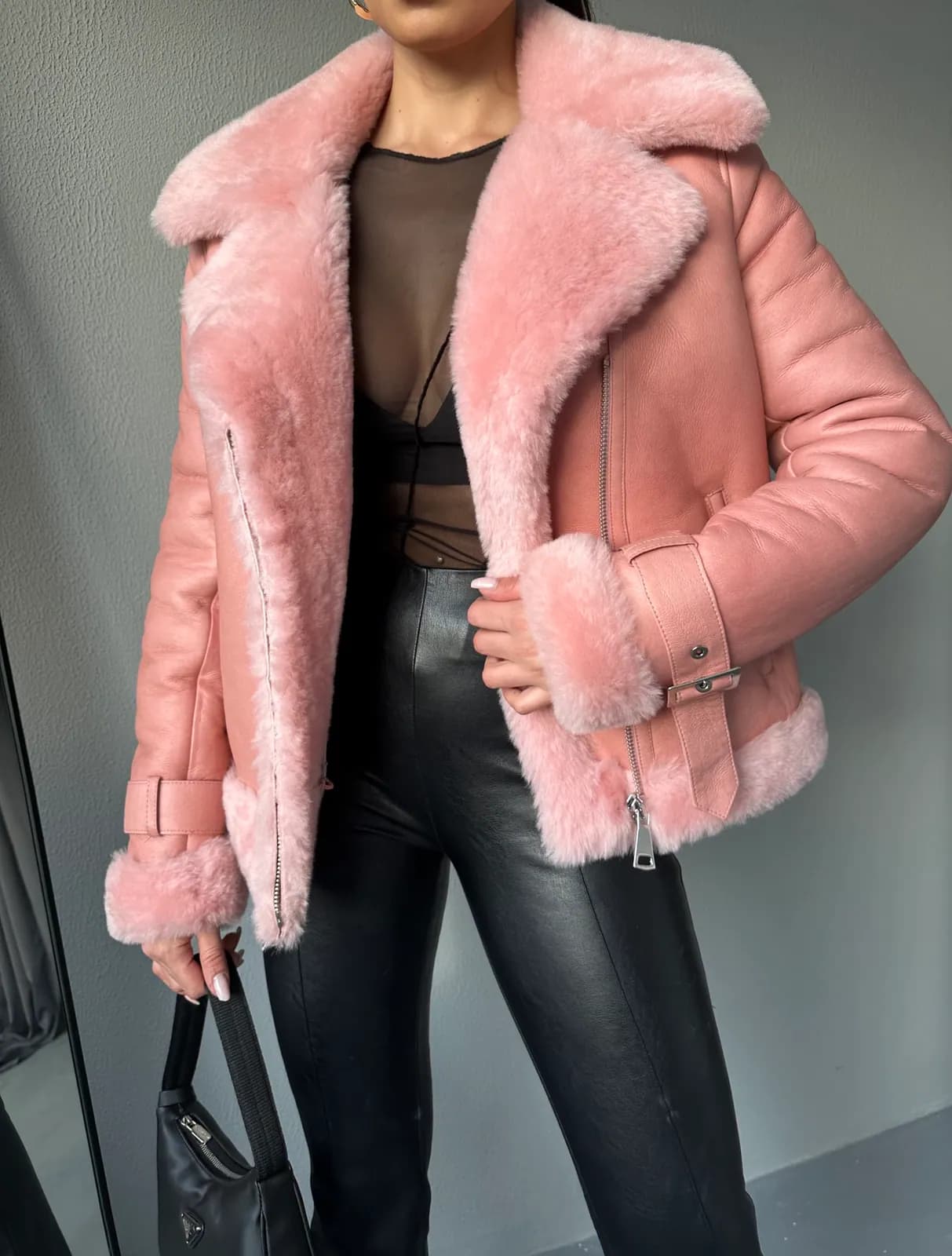 Kinsale Shearling Aviator Jacket, detay